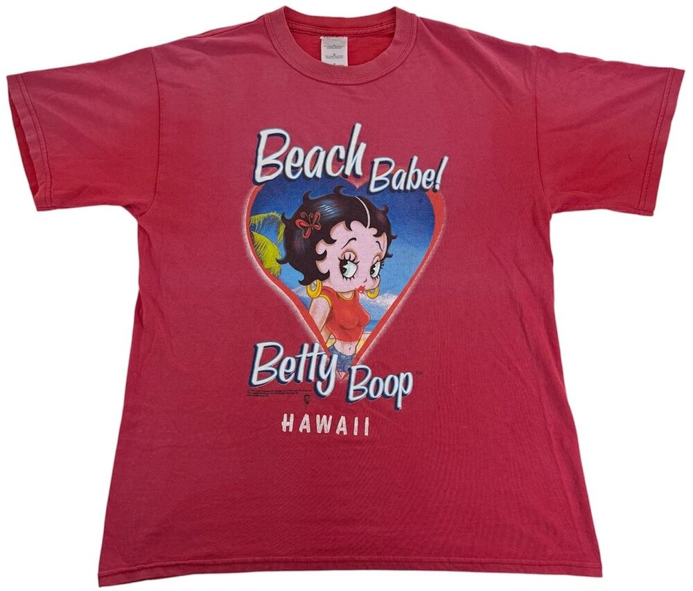 Vintage y2k Betty Boop Hawaii Beach Babe Red Surfing T-Shirt Men's Size Medium